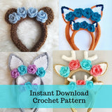 Animal Headband Pattern Bundle - crochet animal ear crochet pattern - deer headband - unicorn headband- bear headband - fox headband - bunny