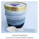 Ice cream cozy pattern - ice cream pint crochet sleeve pattern - crochet pattern - crochet how to - crochet gift pattern - quick crochet