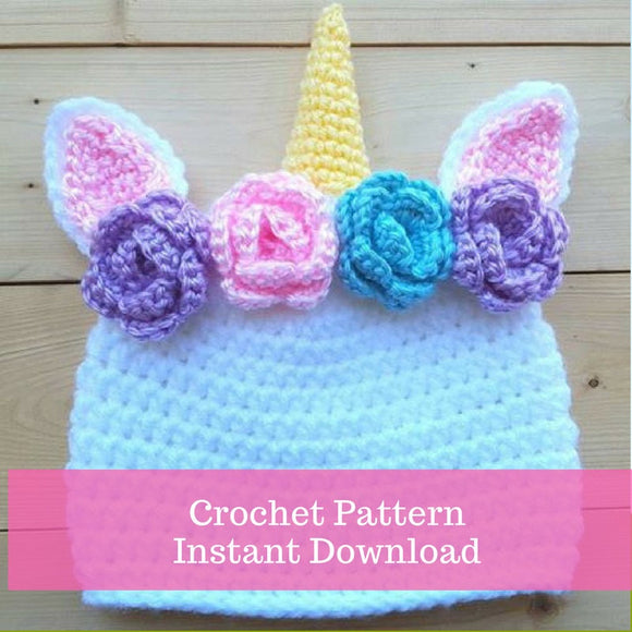 Crochet Unicorn Hat Pattern - crochet baby hat - crochet instant download- crochet newborn prop pattern